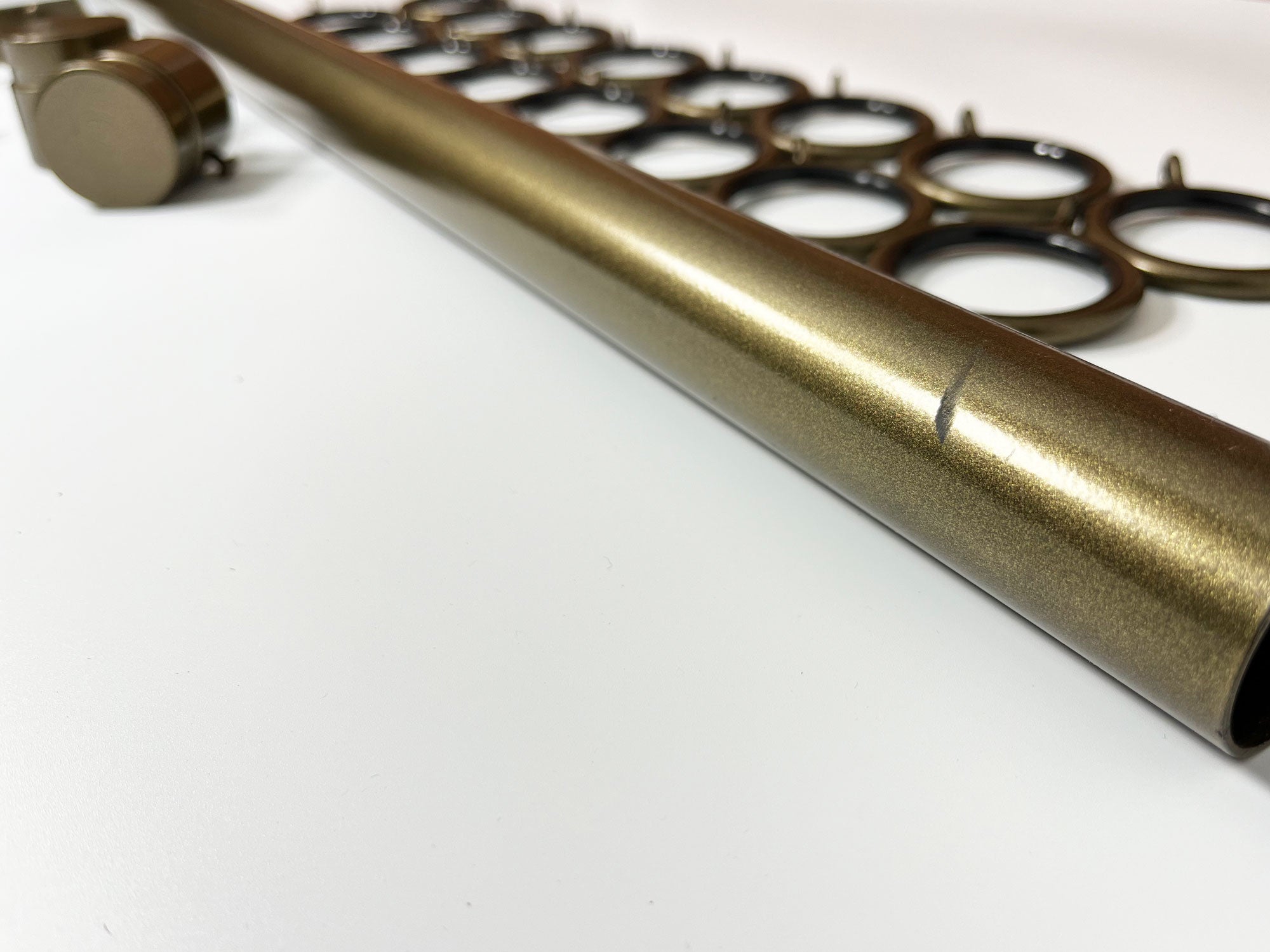 32mm Metal Curtain Pole Pack - Bronze / Collar Finials / 150cm long
