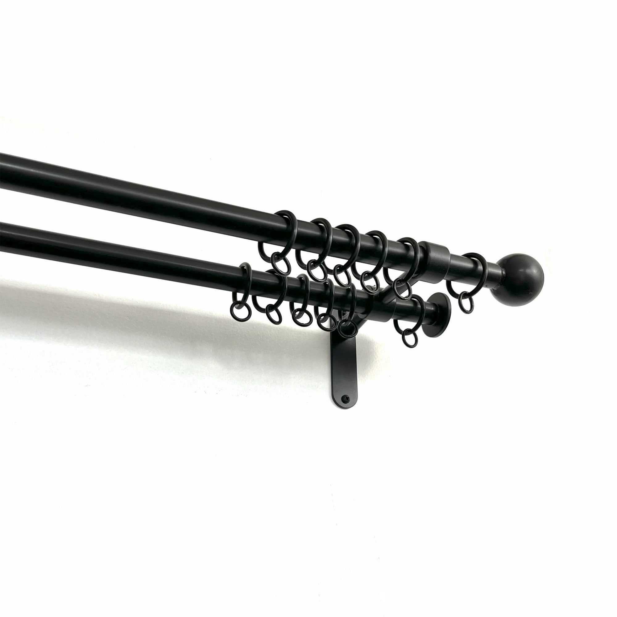 19mm/19mm double curtain pole pack - Ball/Stopper finials