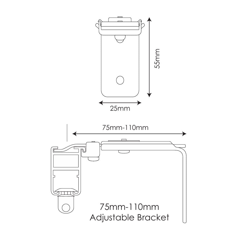 Curtain track bracket - Adjustable 75mm-110mm