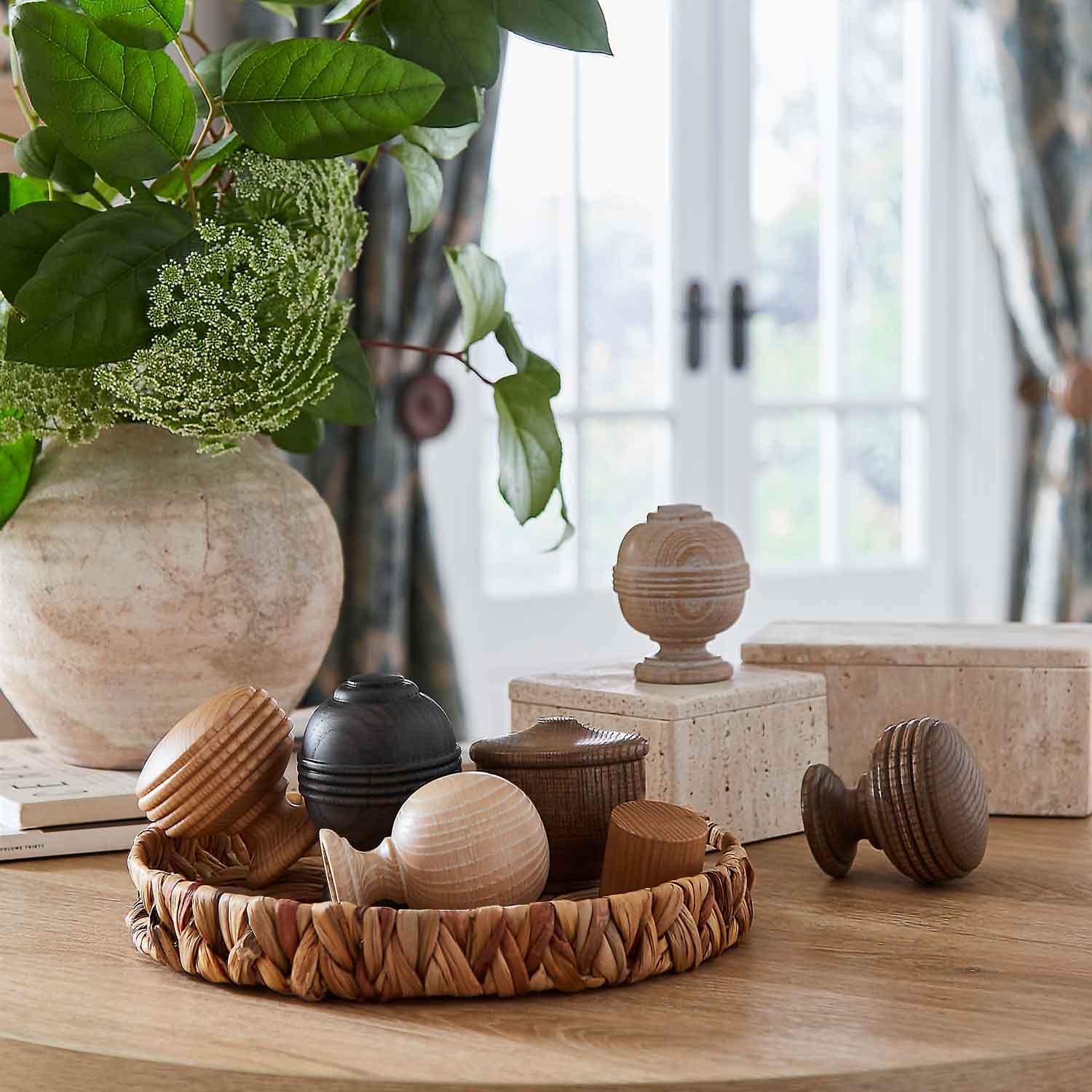 Eden 35mm wooden curtain pole with Ellipse finials