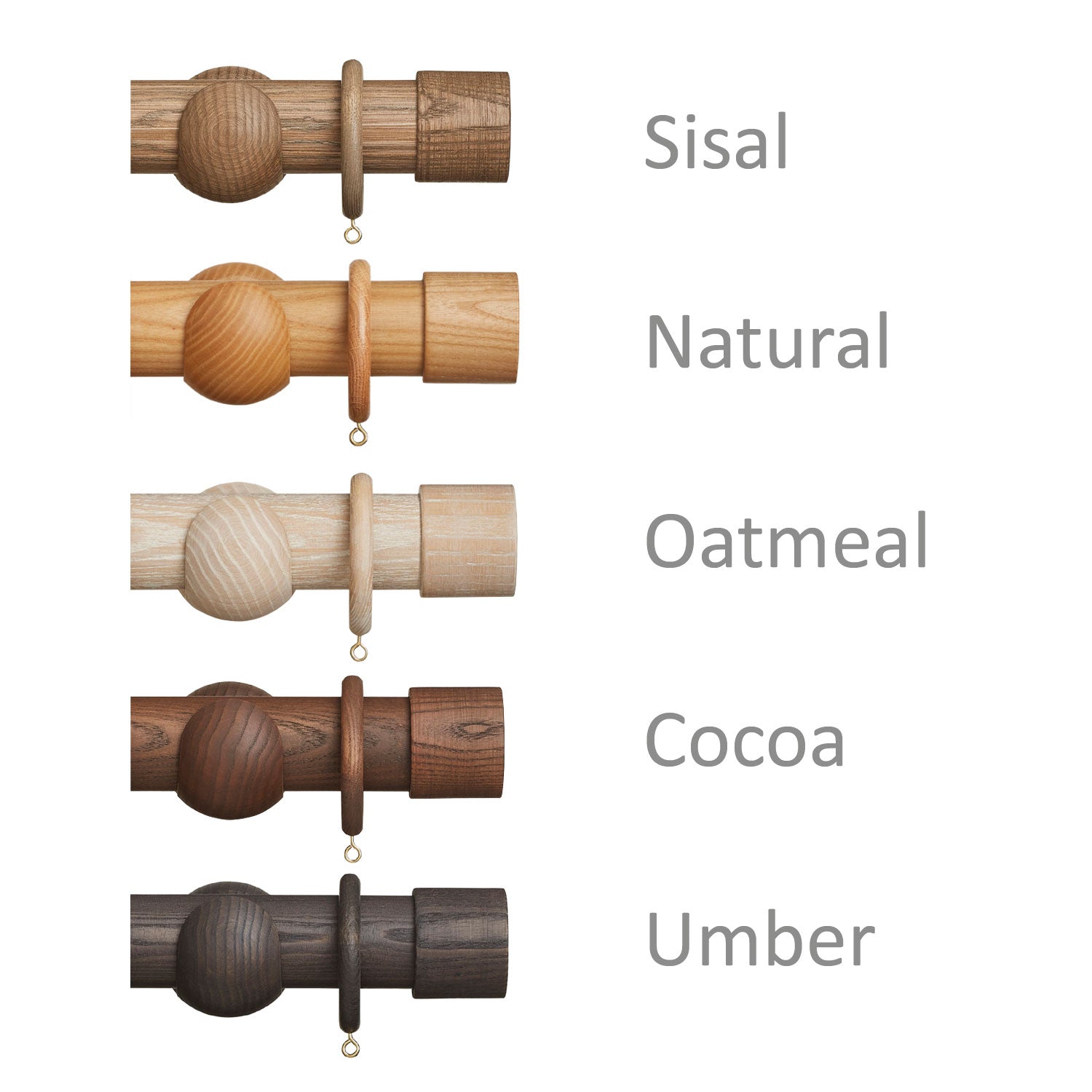 Eden 35mm wooden curtain pole with Cap finials
