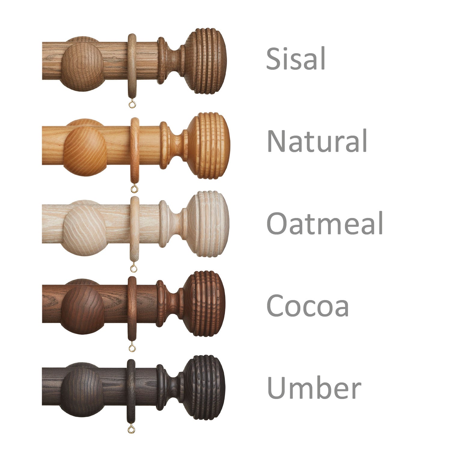Eden 35mm wooden curtain pole with Ellipse finials