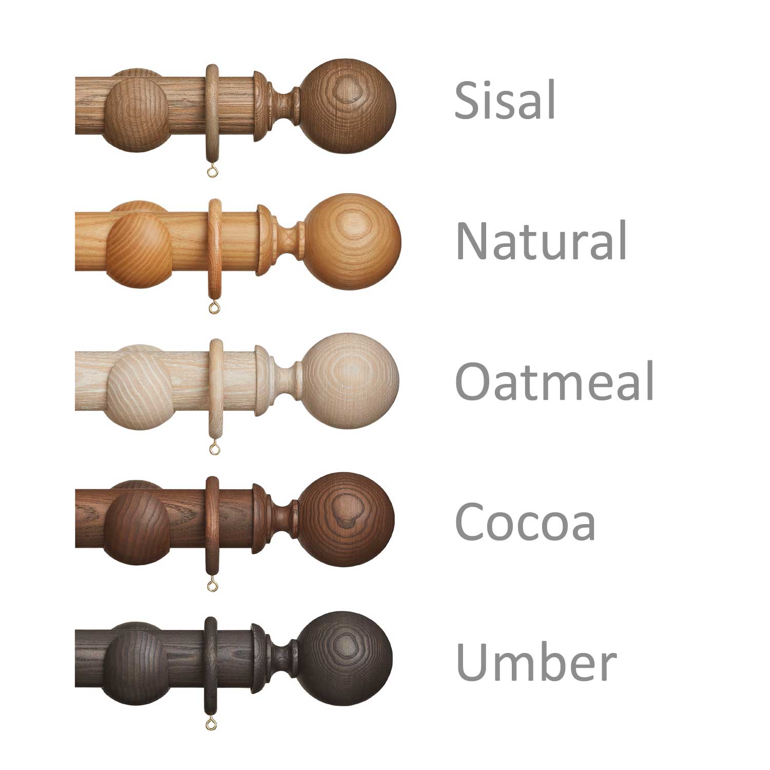 Eden 35mm wooden curtain pole with Ball finials