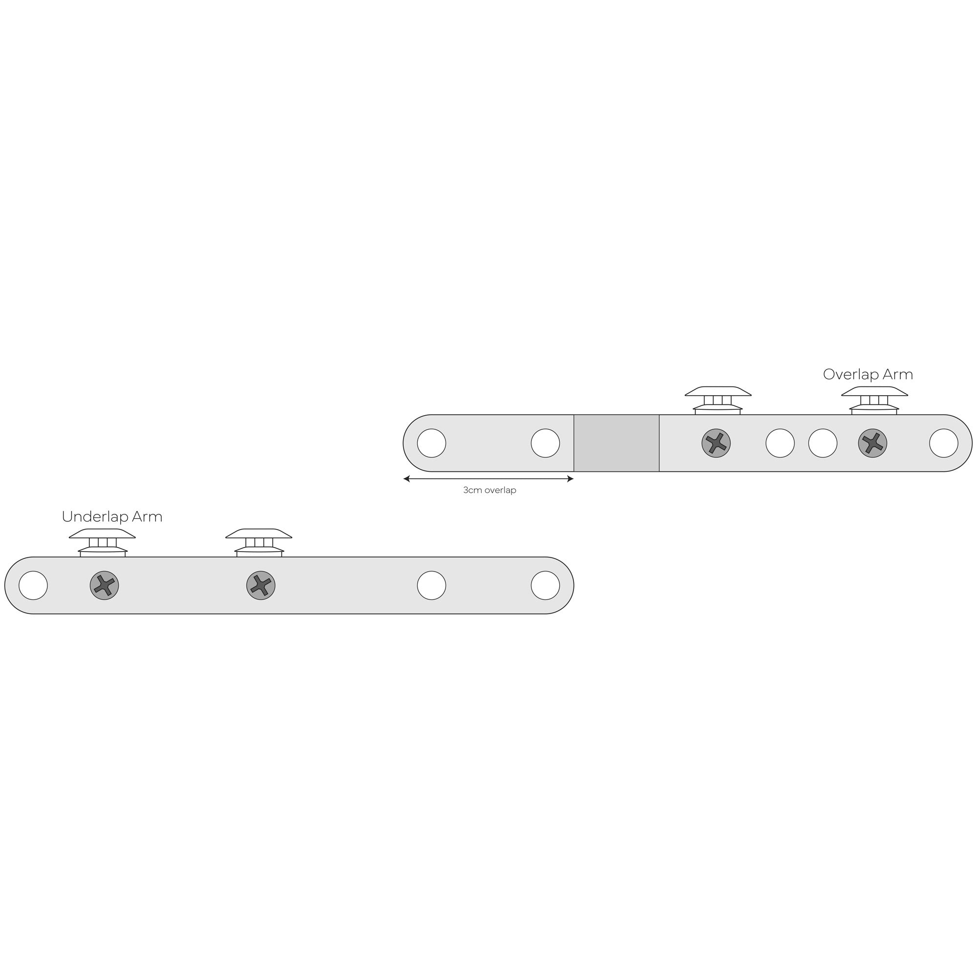 Curtain track overlap arms (Pair)