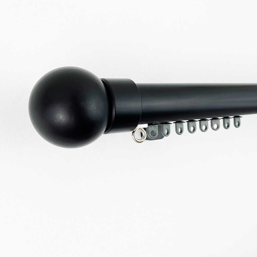Round38 wall fix curtain track pack with Ball finials