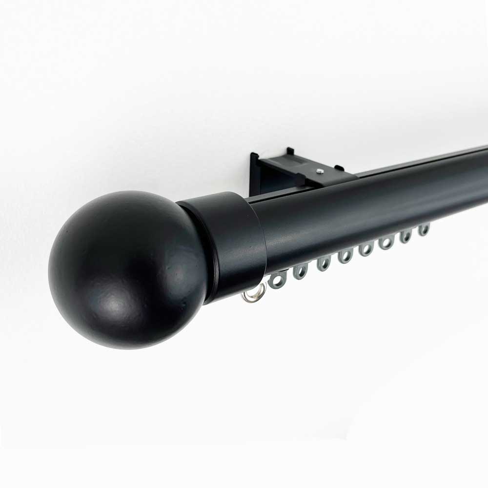 Round38 wall fix curtain track pack with Ball finials