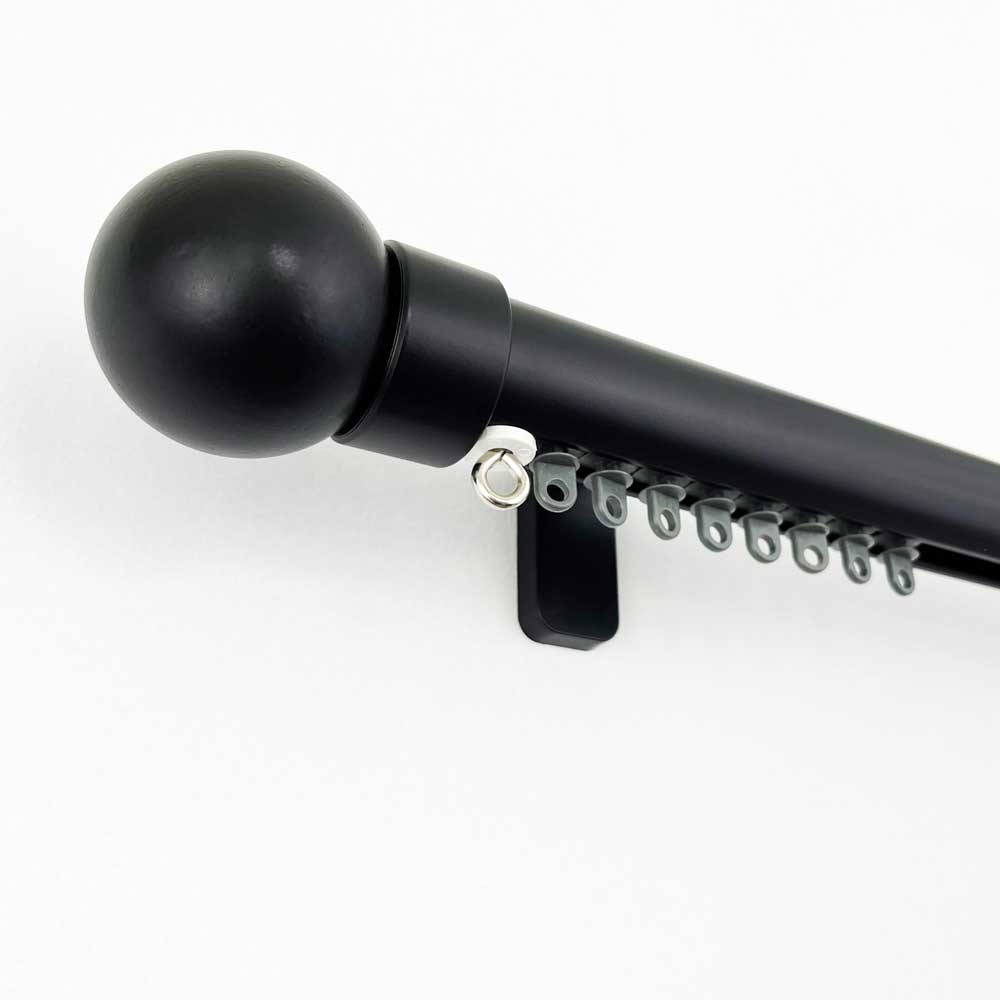 Round38 wall fix curtain track pack with Ball finials