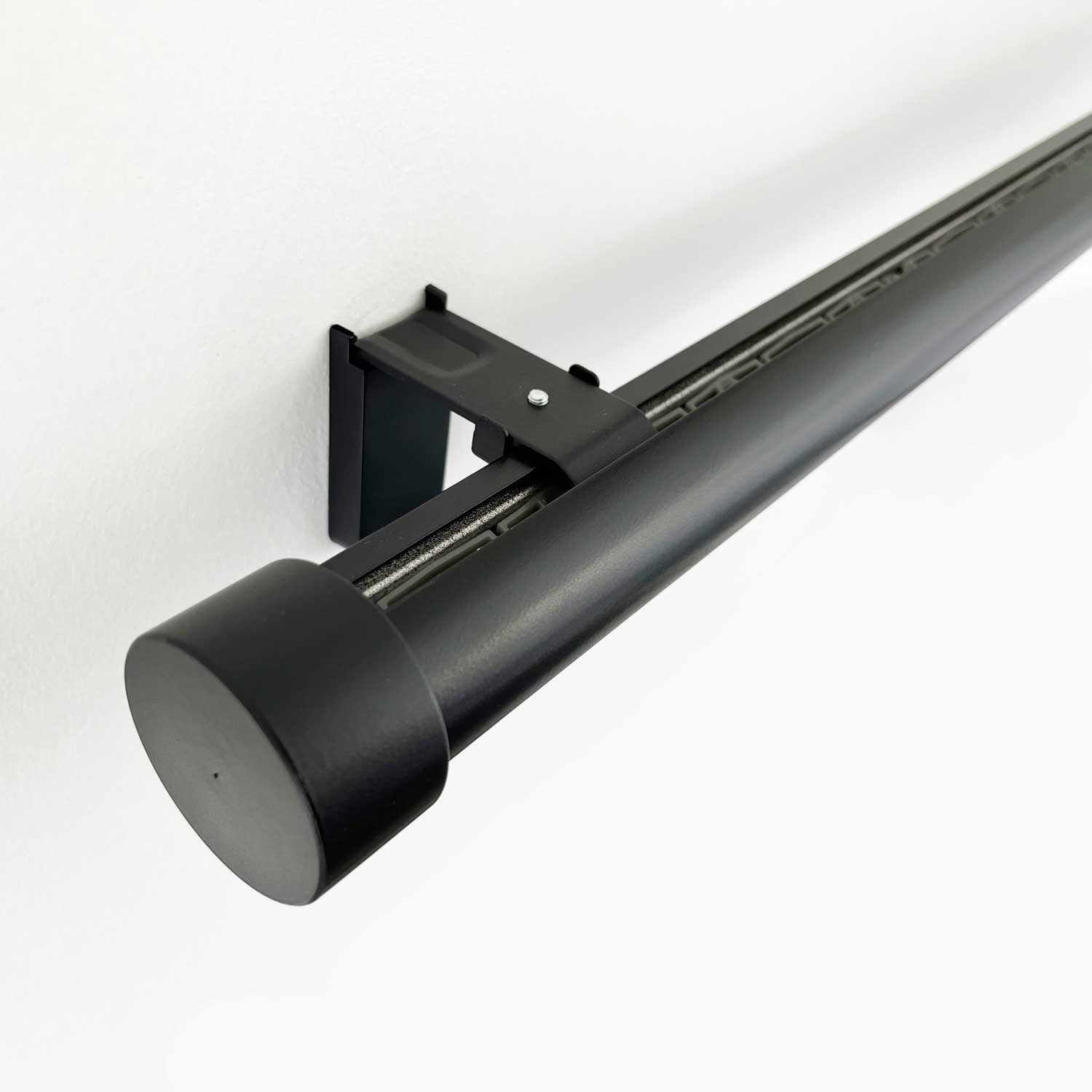 Round38 wall fix curtain track pack with Cap finials