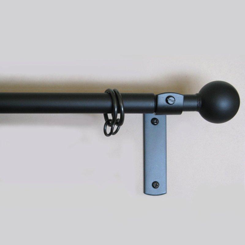19mm black wrought iron curtain pole and bracket