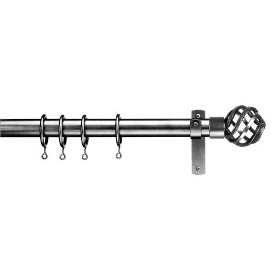 metal curtain pole with basket finials