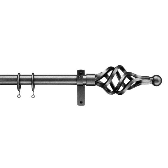 iron curtain pole with cage finials