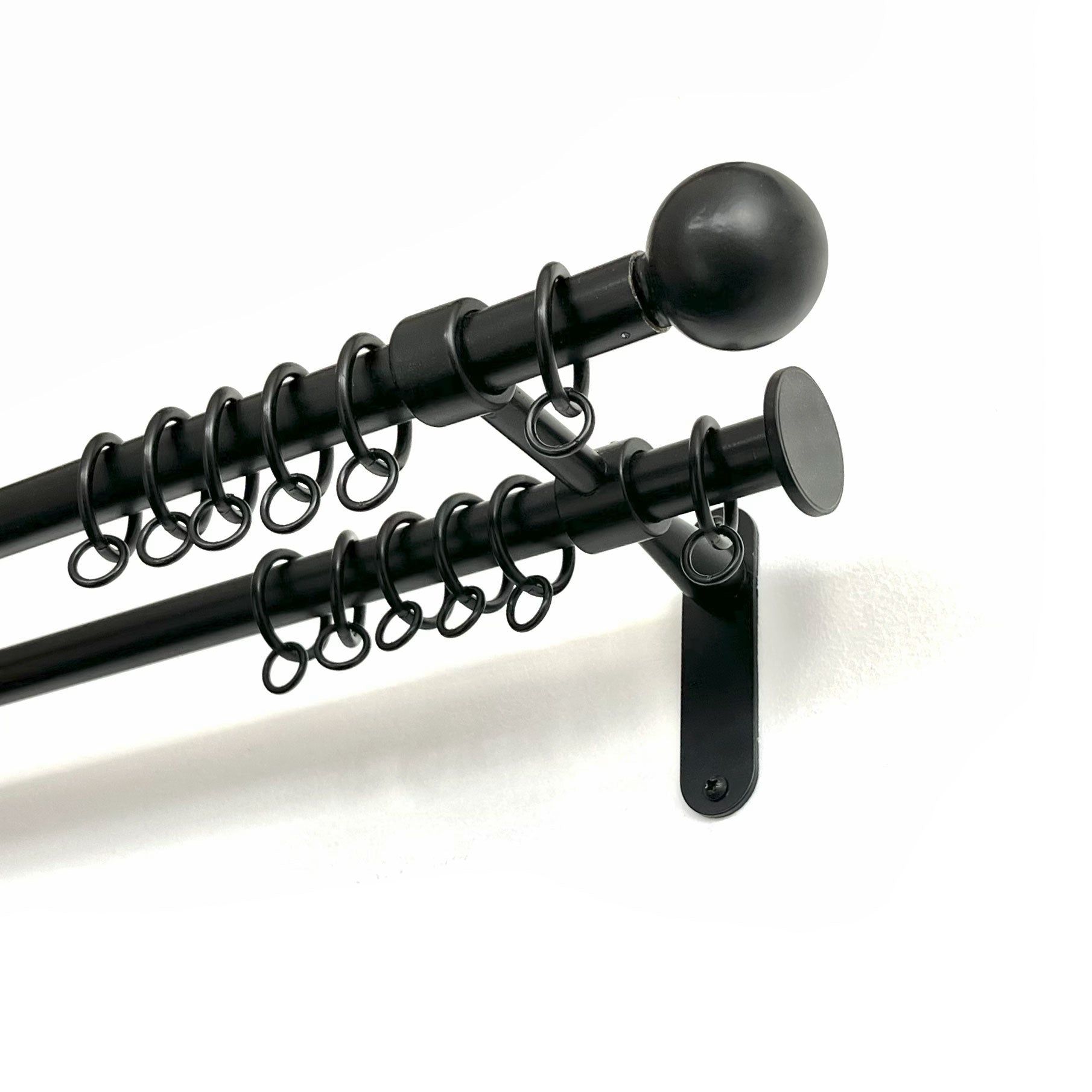 19mm/19mm double curtain pole pack - Ball/Stopper finials