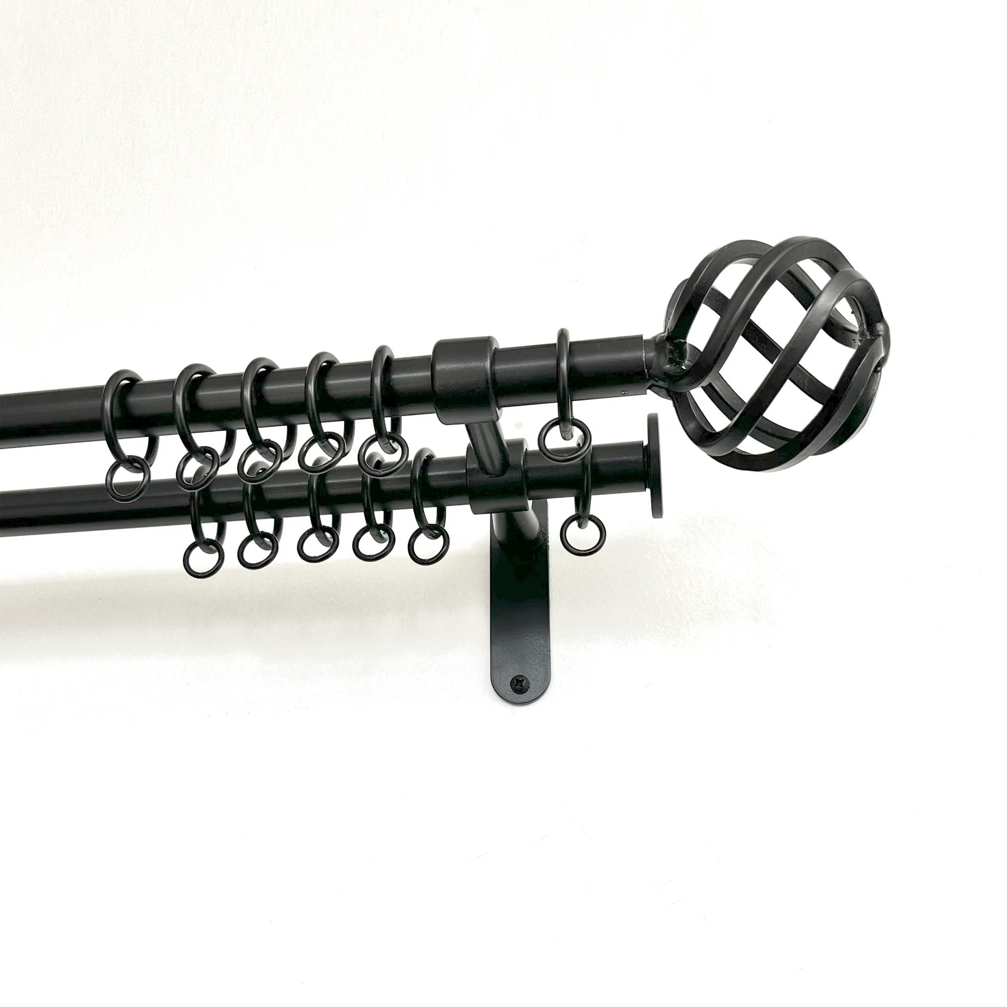 19mm/19mm double curtain pole pack - Basket/Stopper finials
