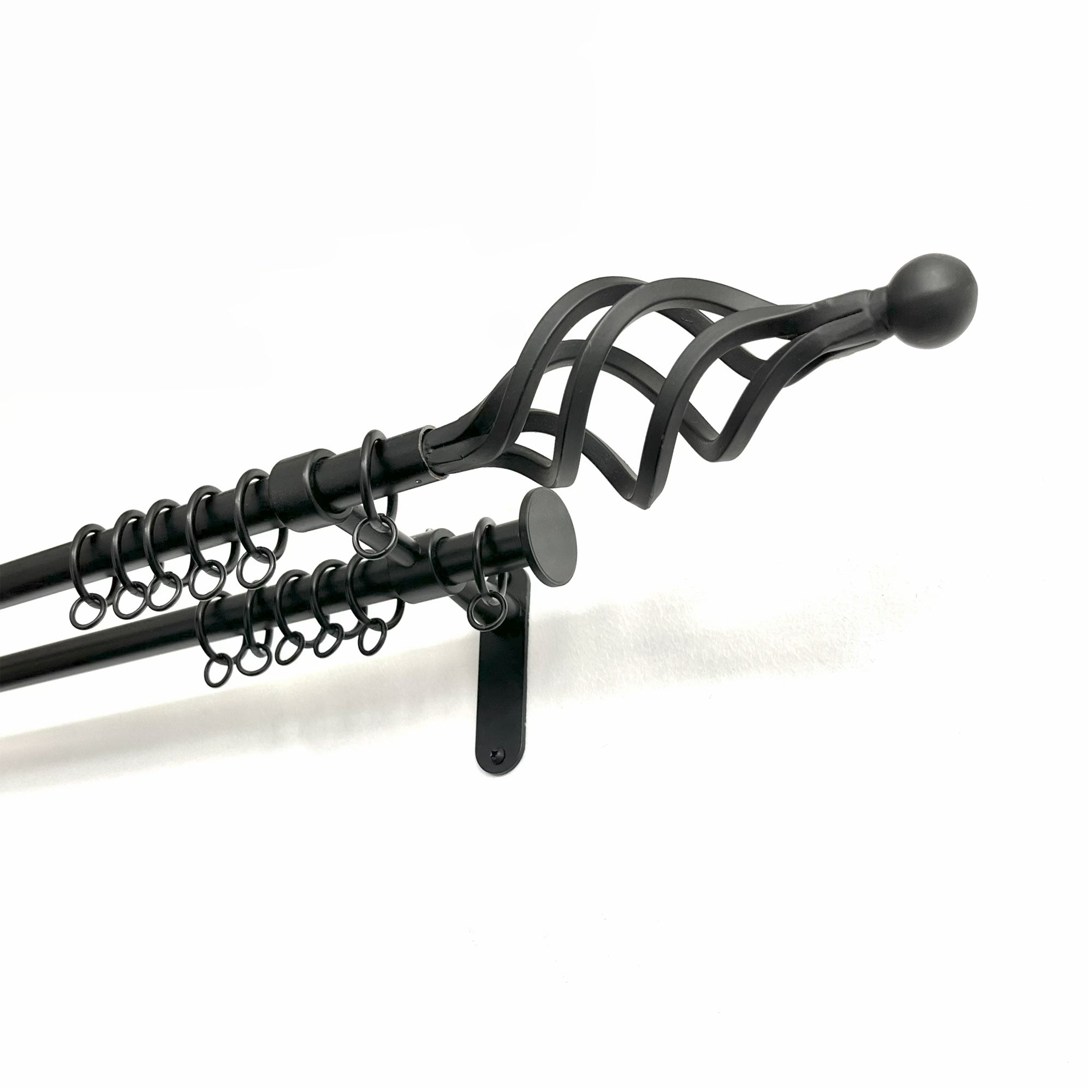 19mm/19mm double curtain pole pack - Cage/Stopper finials