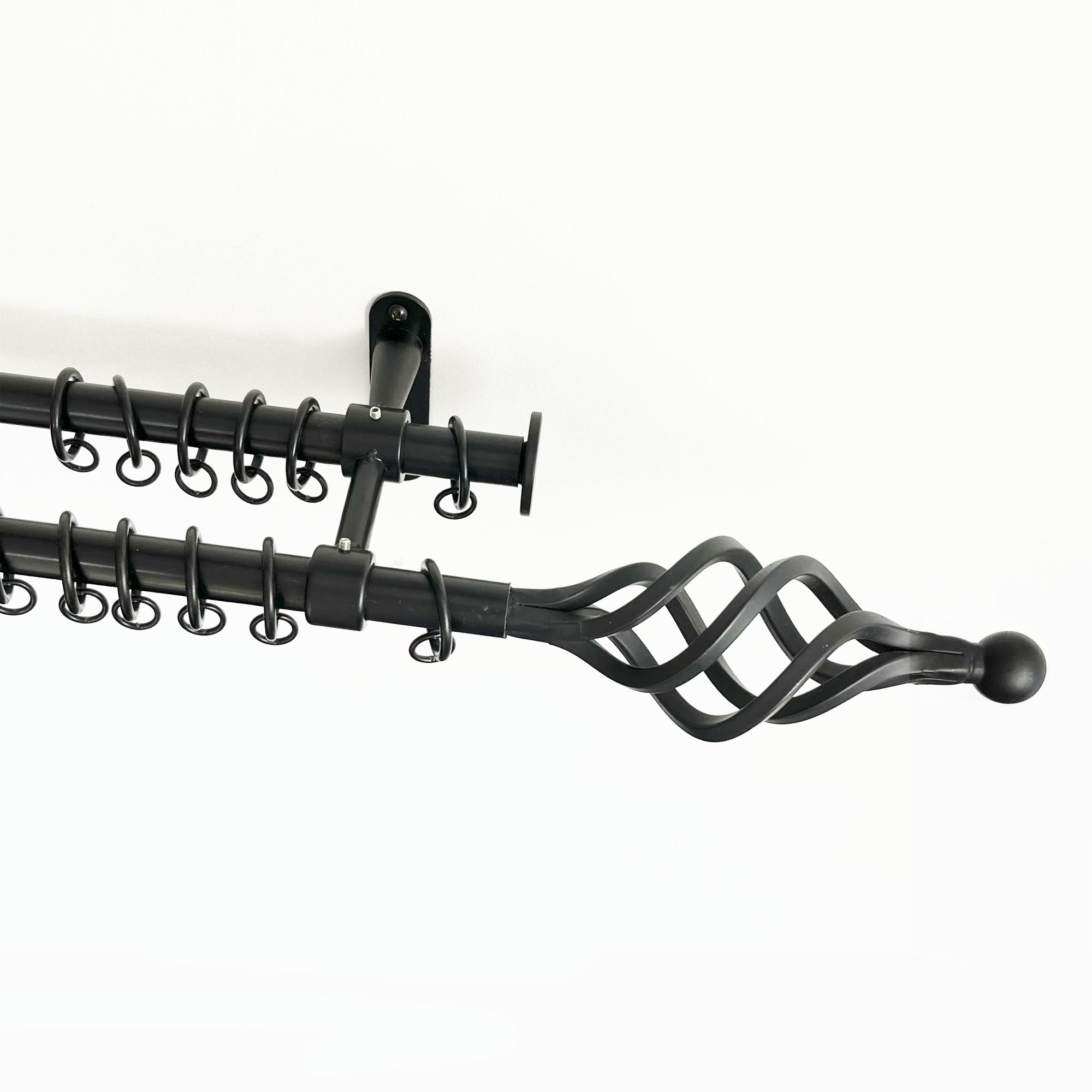 19mm/19mm double curtain pole pack - Cage/Stopper finials