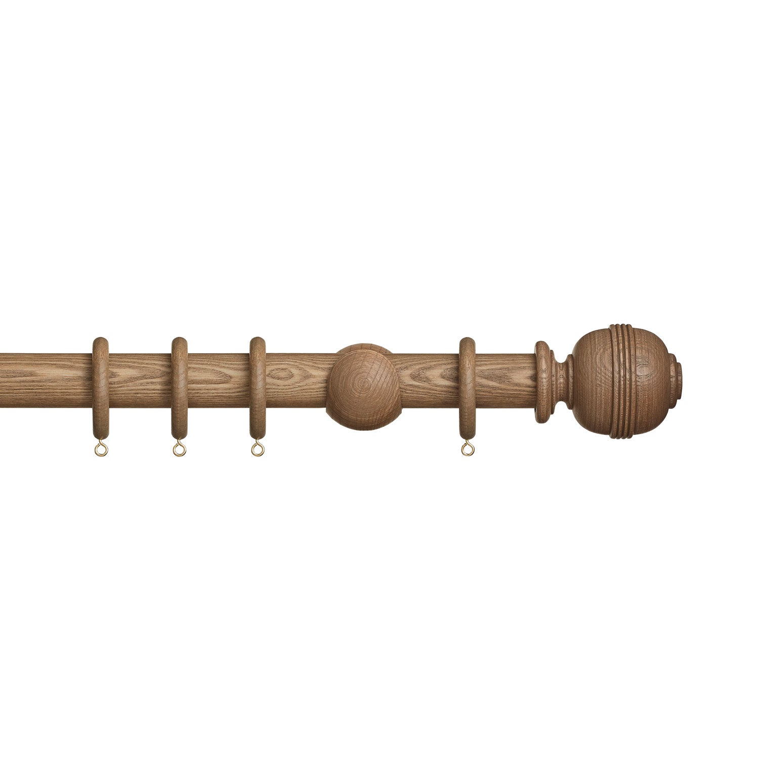 Eden 35mm wooden curtain pole with Ridged Ball finials