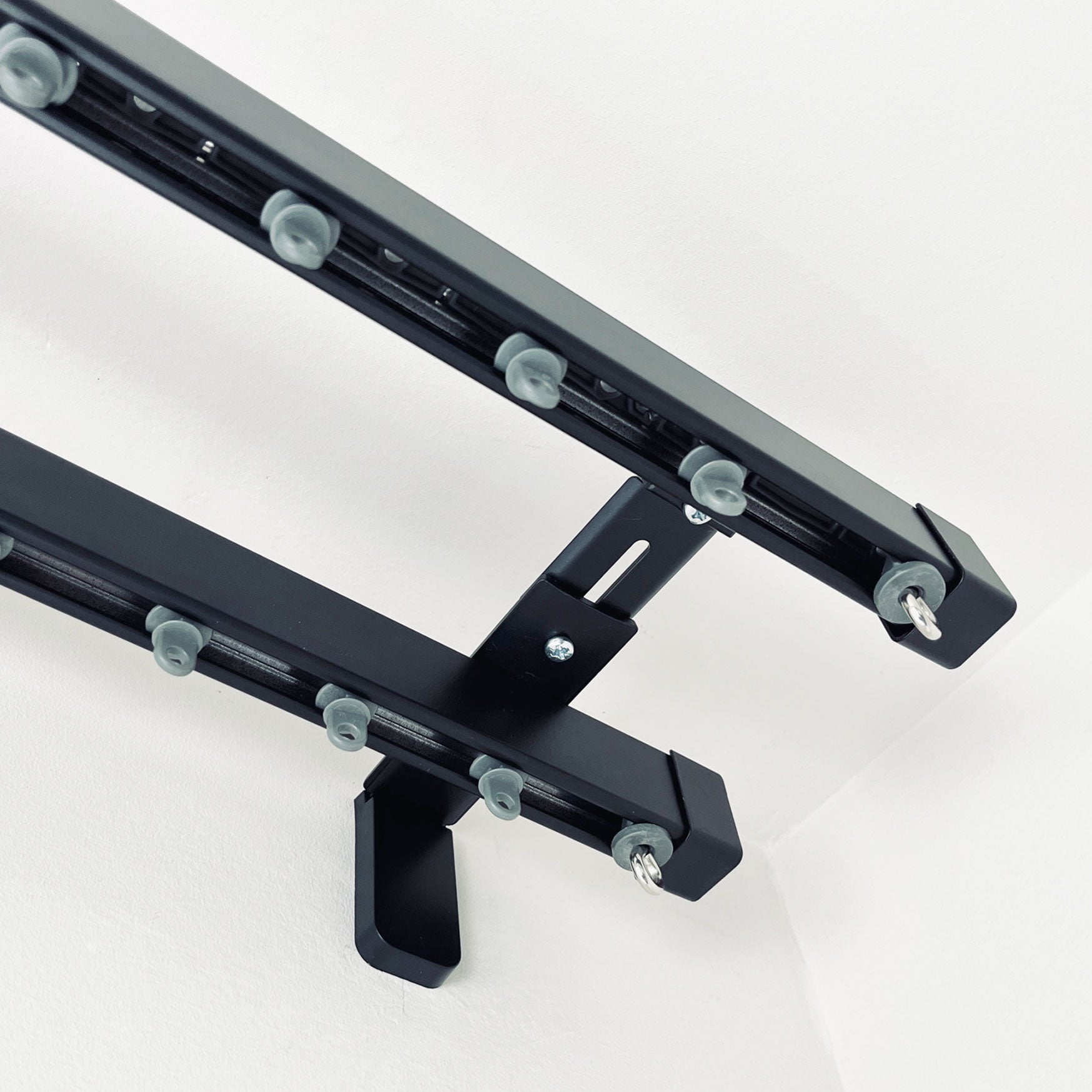 Square30 STRAIGHT double curtain track pack with Cap/Cap finials - Wall Fix