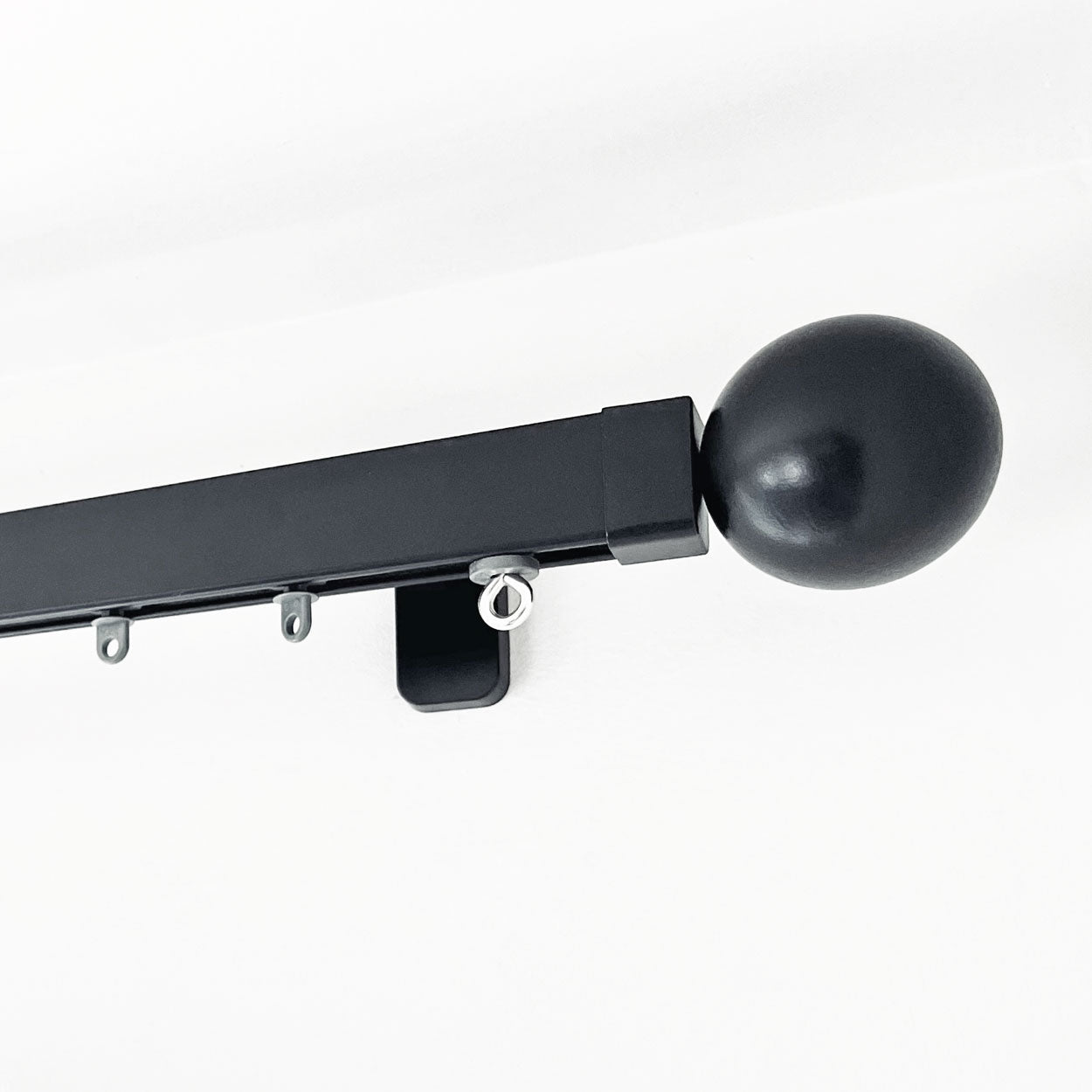 black bendable face fix curtain track with ball finial