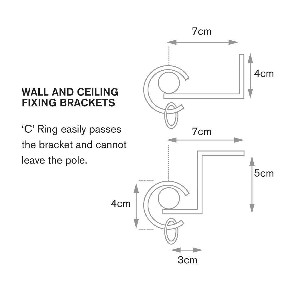 MTM 19mm bay window curtain pole - 2 Bends